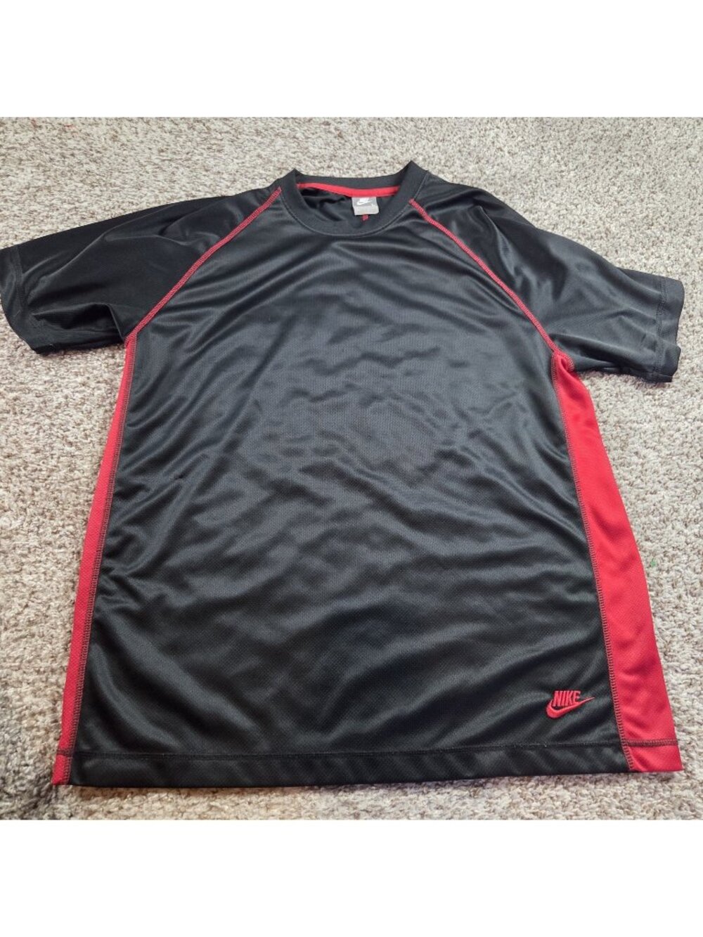 Vintage Nike Sportswear Shirt Mens Large Black Mesh Y2K Crew Pullover Swoosh